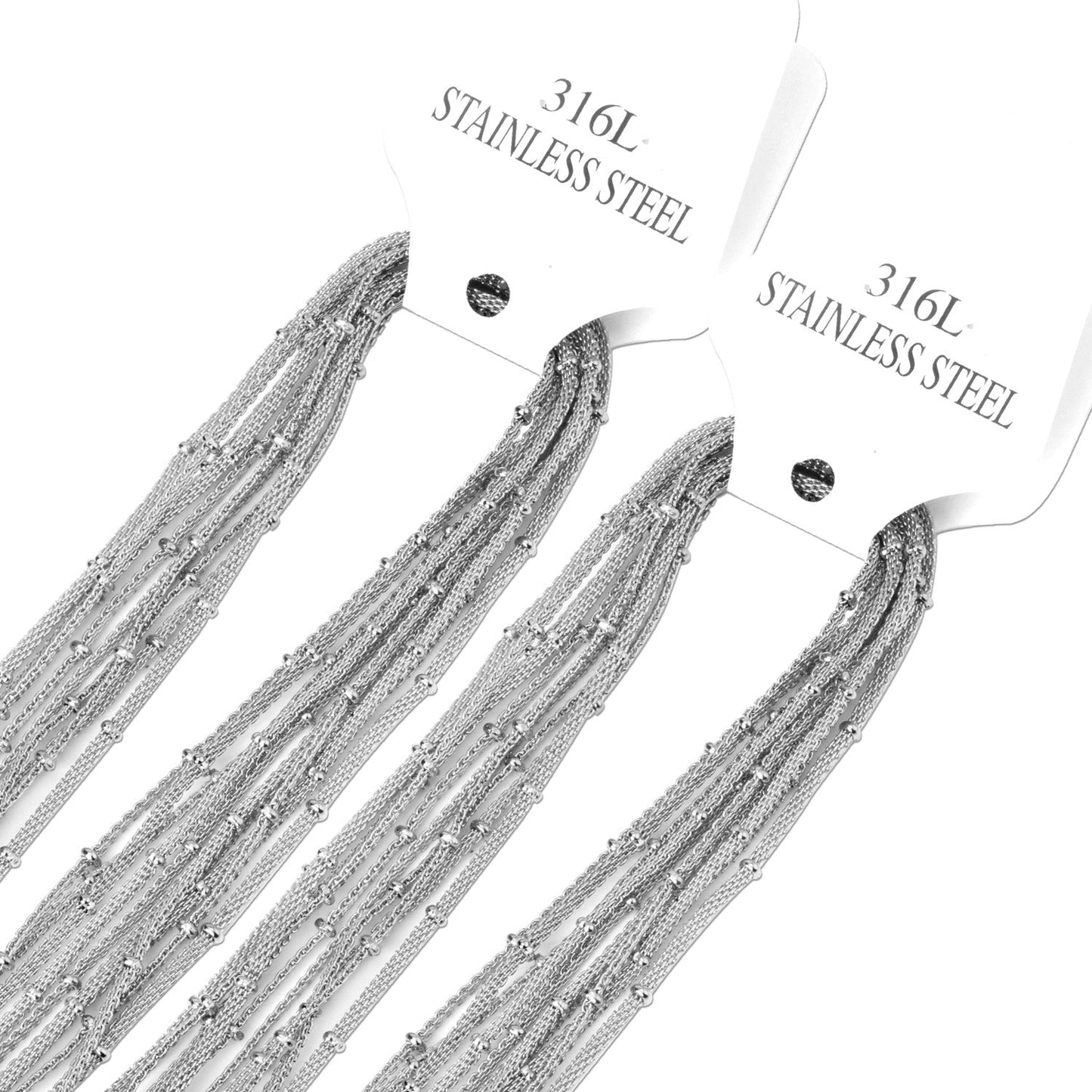 ASON 10pcs / 2mm*45cm 50cm 55cm 60cm Flat Mesh & Beads Stainless Steel with Chains asonjewelry
