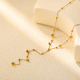 5mm+4mm+3mm Size Steel Beads 10cm Tassel 40+5cm +11.2*3.7mm Square Tail Plaque Necklace Gold