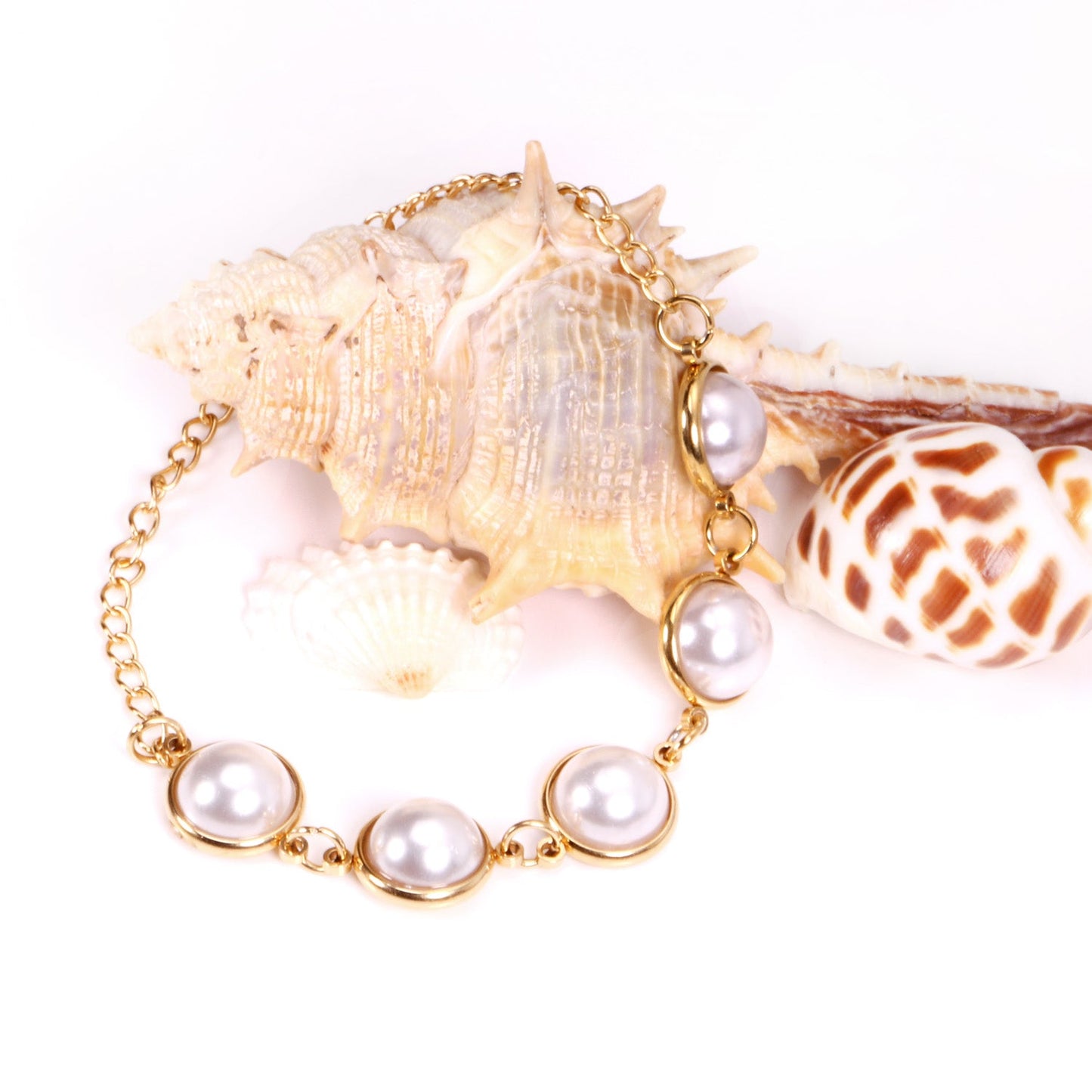 Golden White Pearl Bracelet 20cm asonjewelry