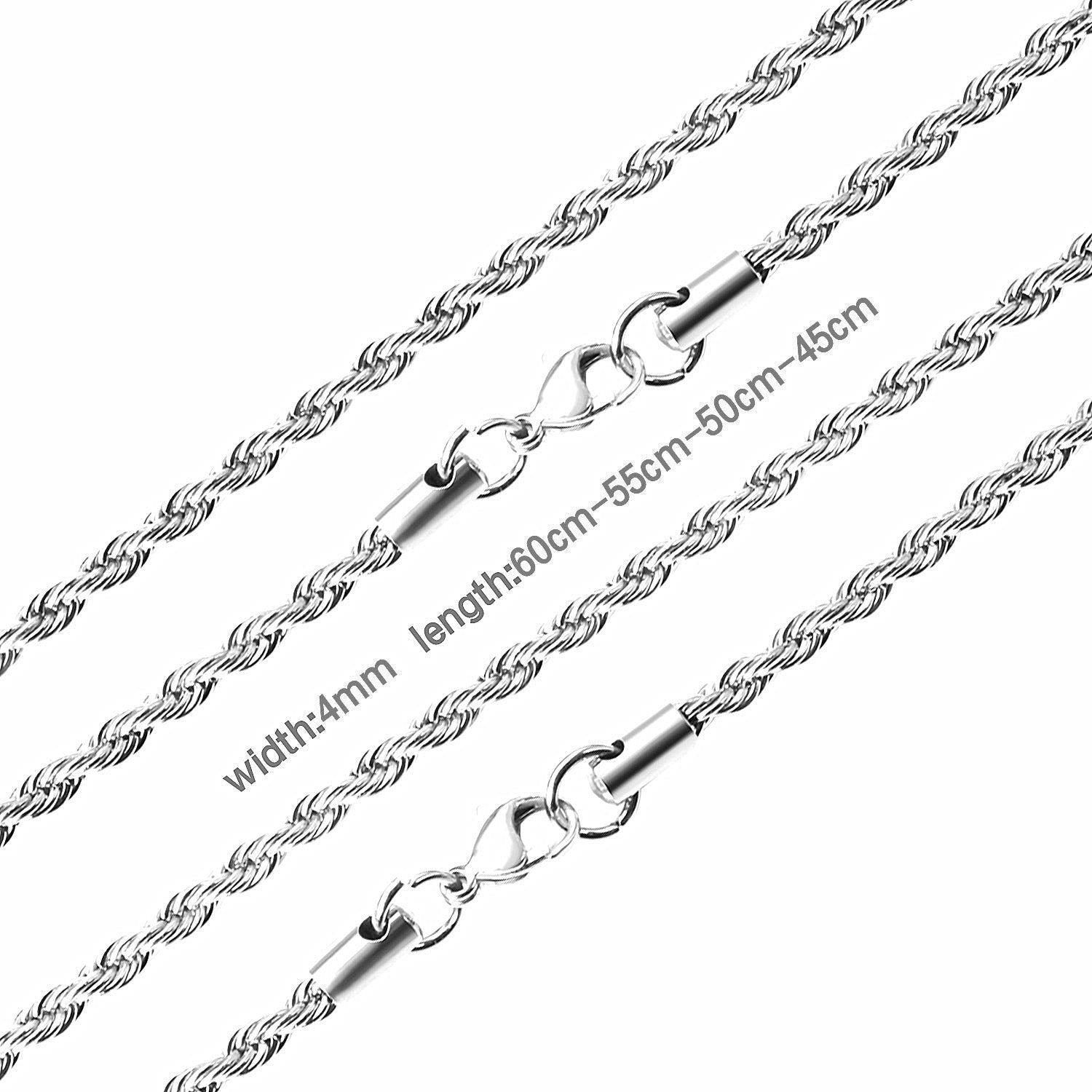 ASON 10pcs/bulk long necklace collar 3mm*45cm & 4mm*45cm twisted matching chain steel color & gold color stainless steel necklace wholesale asonjewelry