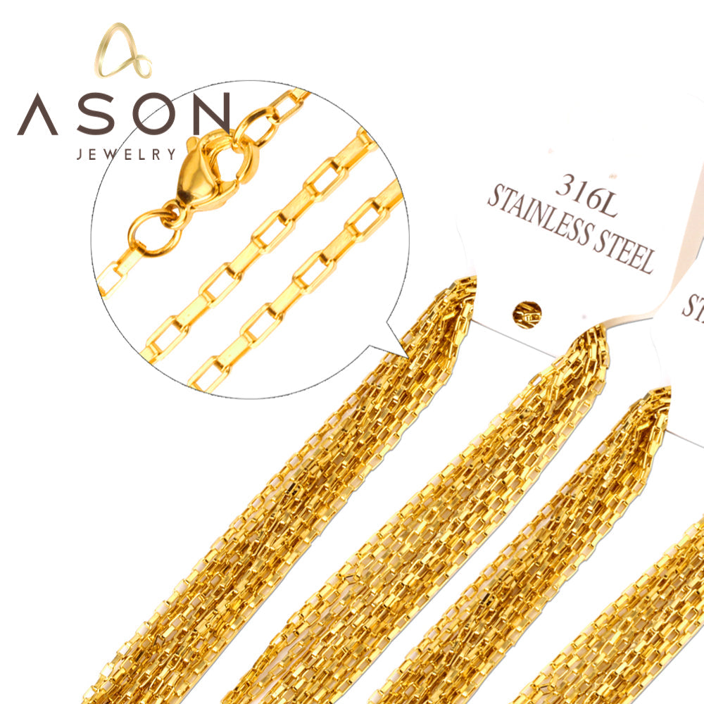 ASON 10pcs / 2mm*45cm 50cm 55cm 60cm long box with chain asonjewelry