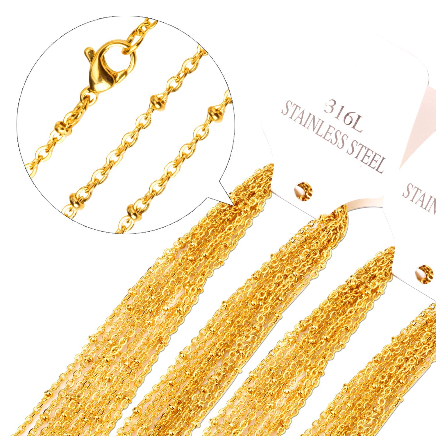 ASON 10pcs/bulk long necklace collar 2MM steel color & gold color & rose gold & black stainless steel necklace wholesale asonjewelry