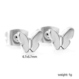 6.7*5.7mm Butterfly regular pin earrings steel color/golden color