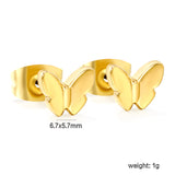 6.7*5.7mm Butterfly regular pin earrings steel color/golden color