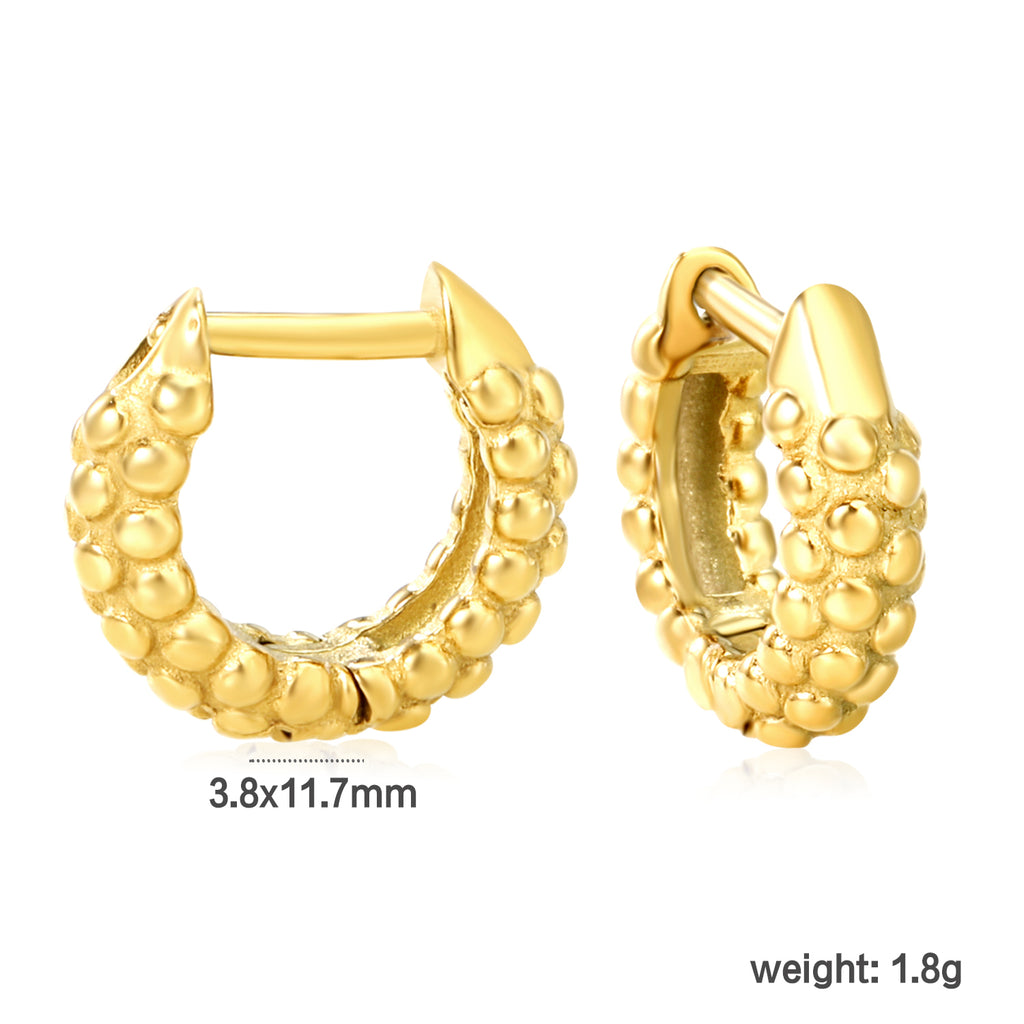 3.8*11.7mm round bumpy earrings gold color