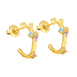 6*10.8mm C shape with mixed color diamonds earrings gold color