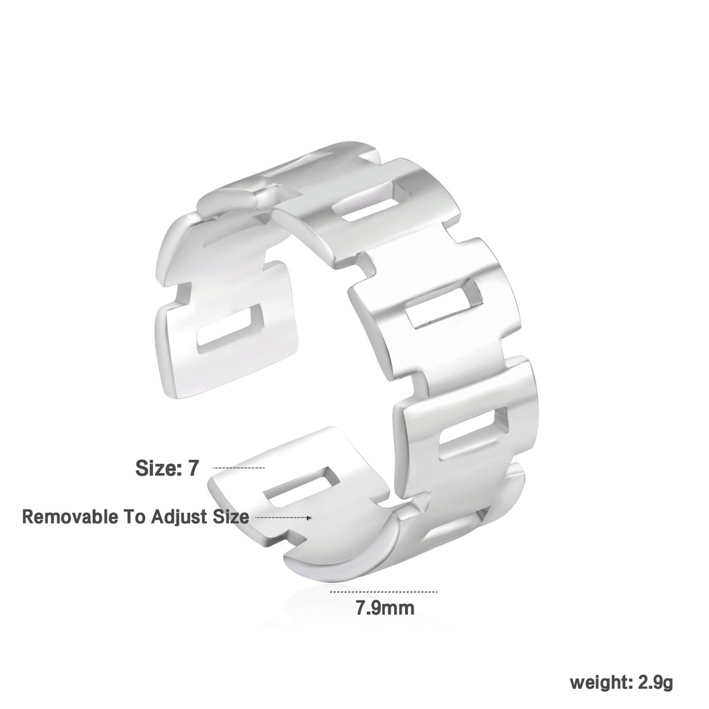 Stainless Steel Geometric Open Ring - Modern Minimalist Jewelry for Fashionable Accessory