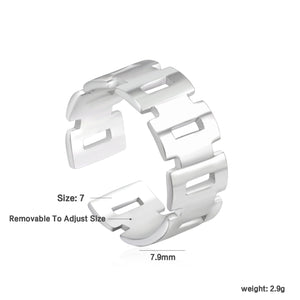 Stainless Steel Geometric Open Ring - Modern Minimalist Jewelry for Fashionable Accessory