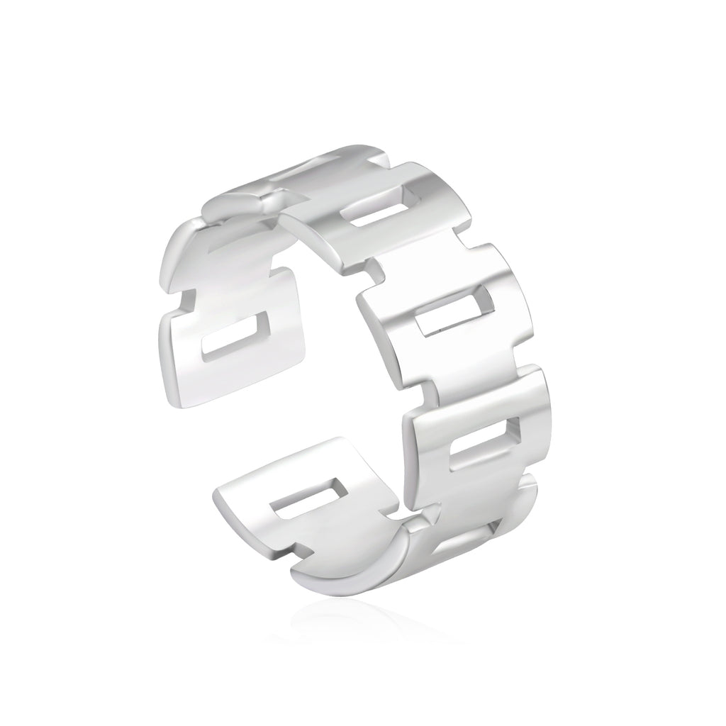 Stainless Steel Geometric Open Ring - Modern Minimalist Jewelry for Fashionable Accessory