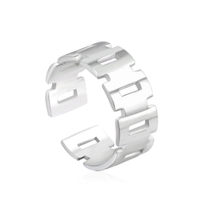 Stainless Steel Geometric Open Ring - Modern Minimalist Jewelry for Fashionable Accessory
