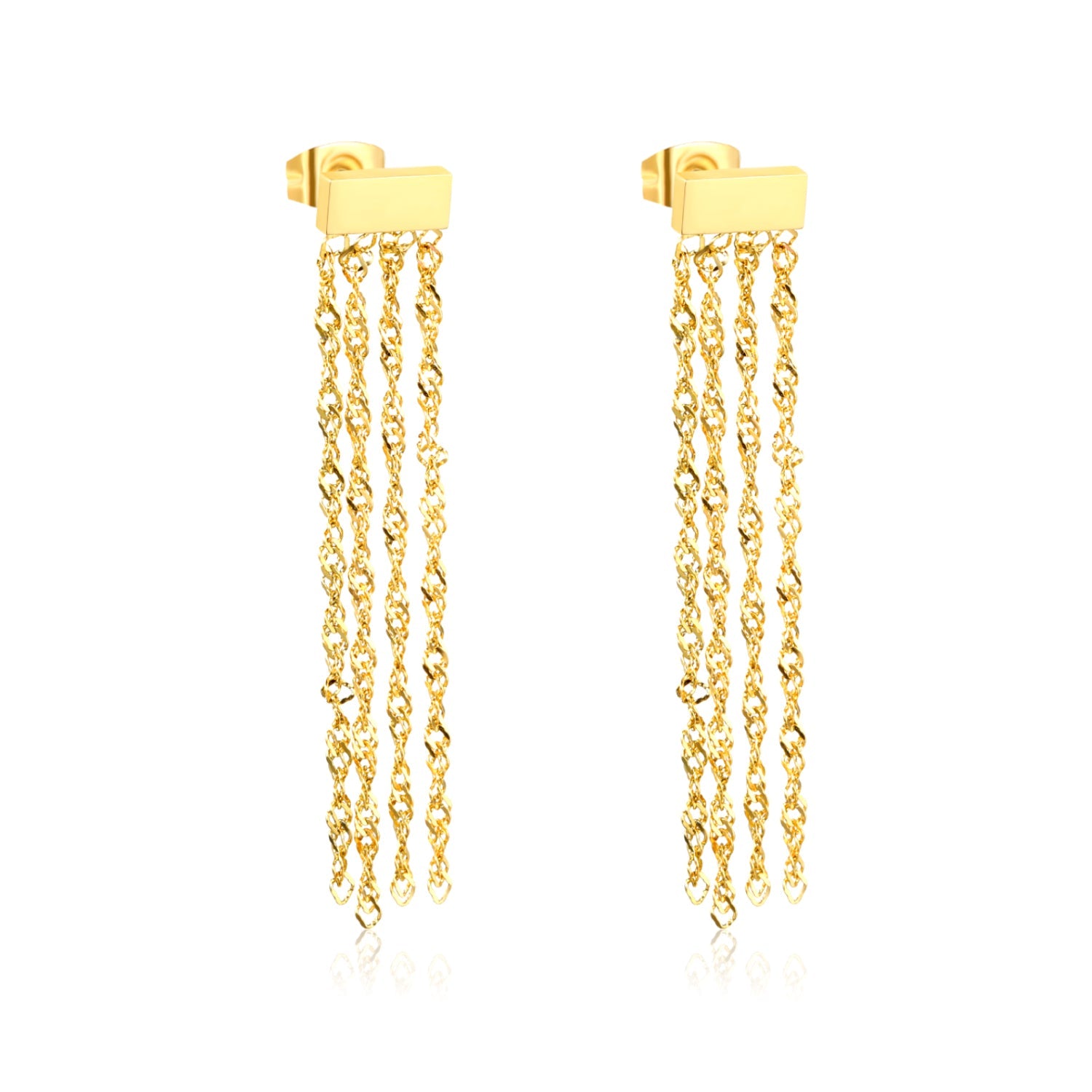 8.9*3.9mm rectangle + 4.5cm tassel earrings gold color asonjewelry