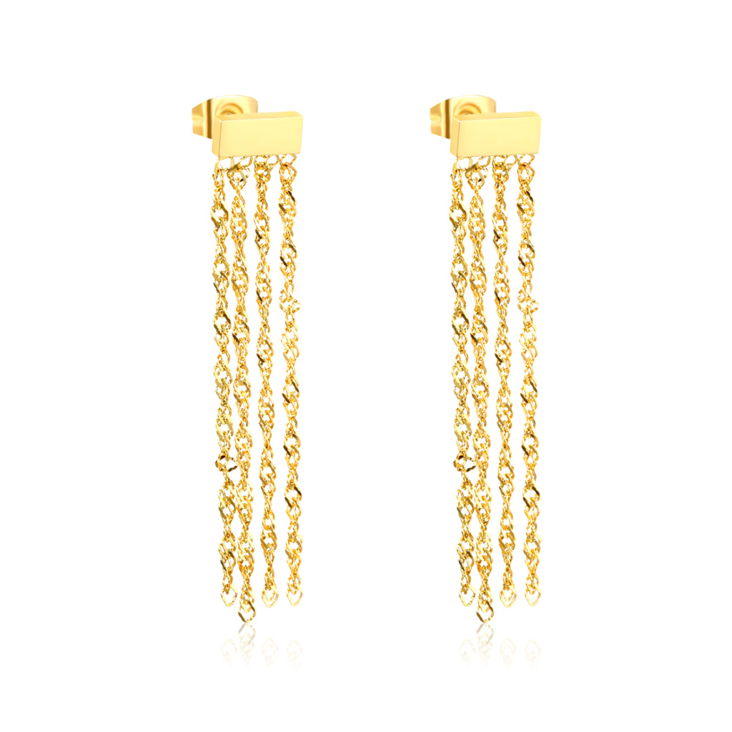 8.9*3.9mm rectangle + 4.5cm tassel earrings gold color