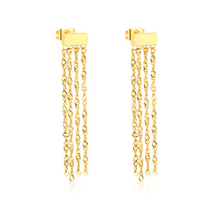 8.9*3.9mm rectangle + 4.5cm tassel earrings gold color