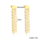 8.9*3.9mm rectangle + 4.5cm tassel earrings gold color