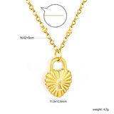 11.9*16.2mm Heart Lock Pendant 42+5cm Tail Chain+4.6*7.4mm Crescent Tail Plate Necklace Gold Color