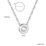 9.3mm round with white diamonds accessories 42+5cm end chain+4.6*7.4mm crescent tail plate necklace steel color