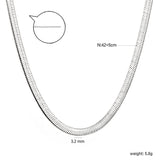 3.2mm width*42+5cm end chain+4.6*7.4mm crescent tail plate necklace steel color