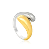 18K Gold Plated Stainless Steel S-Shaped Open Ring - Stylish Modern Statement Jewelry
