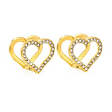 14.8*13.3mm hollow heart-shaped white zirconium hoop earrings gold color