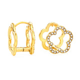 14.8*14.5mm openwork flower-shaped sticky white zirconium circle earrings gold color