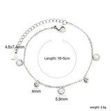 5.9mm three round white shells + 4mm two cylindrical with white diamonds accessories 18 + 5cm end chain + 4.6 * 7.4 crescent tail plate bracelet steel color