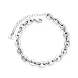 9.3*7.4mm Pig's Nose 18+5cm+7.5*5.7mm Heart End Tag Bracelet Steel Color