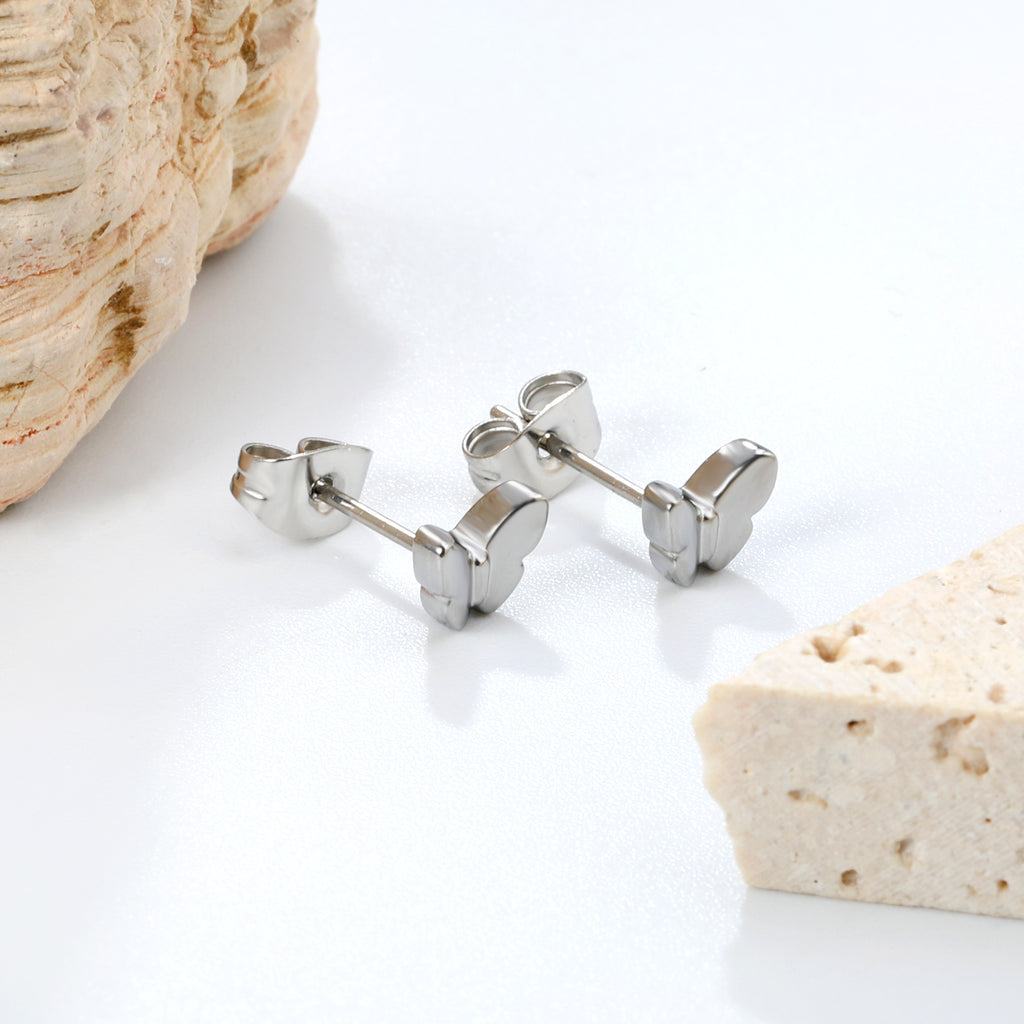 6.7*5.7mm Butterfly regular pin earrings steel color/golden color