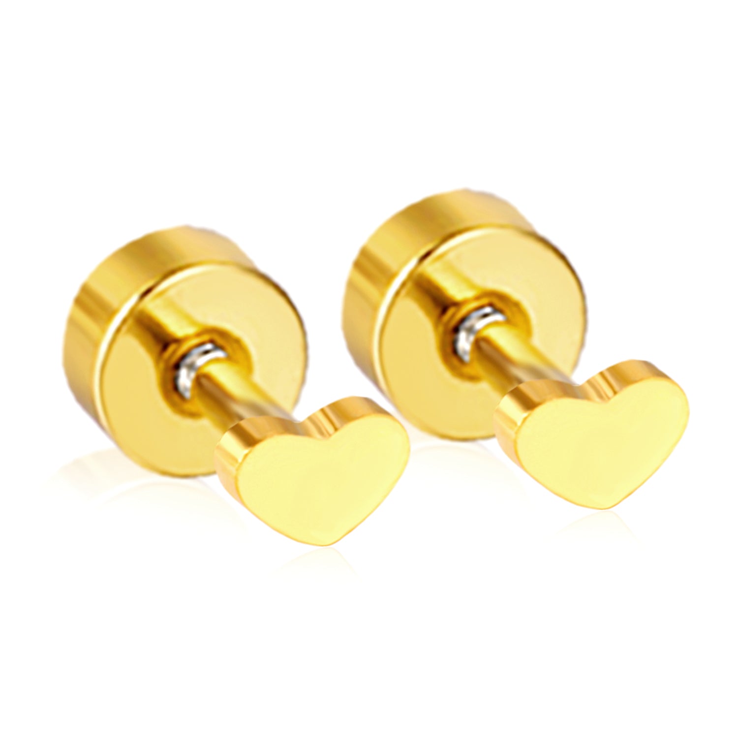 Screw plug 0.8*8mm pin small heart stud earrings 3*2.2mm gold color asonjewelry