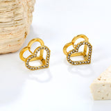 14.8*13.3mm hollow heart-shaped white zirconium hoop earrings gold color