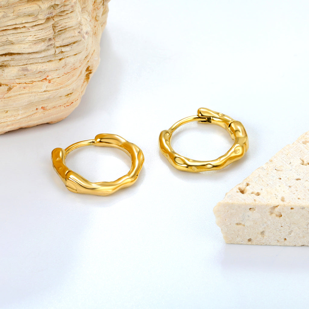 16.9*15mm round twig pattern earrings gold color