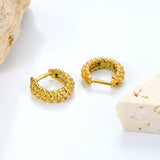 3.8*11.7mm round bumpy earrings gold color
