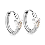 4.8*6.4-6.8mm teardrop shaped three claw white zirconium earrings 2.2-2.5*inner diameter 10-11mm steel color/golden color