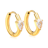4.8*6.4-6.8mm teardrop shaped three claw white zirconium earrings 2.2-2.5*inner diameter 10-11mm steel color/golden color
