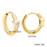 4.8*6.4-6.8mm teardrop shaped three claw white zirconium earrings 2.2-2.5*inner diameter 10-11mm steel color/golden color