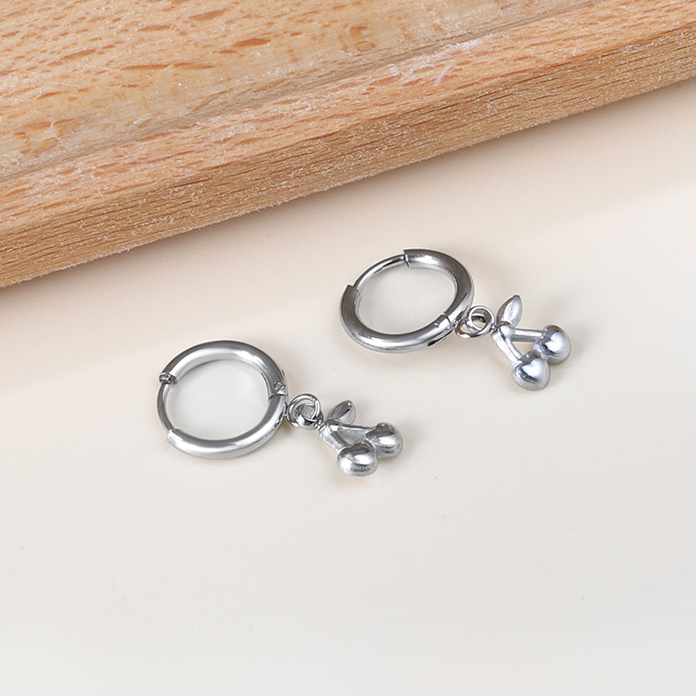 1.6x11mm circle with cherry stud earrings asonjewelry