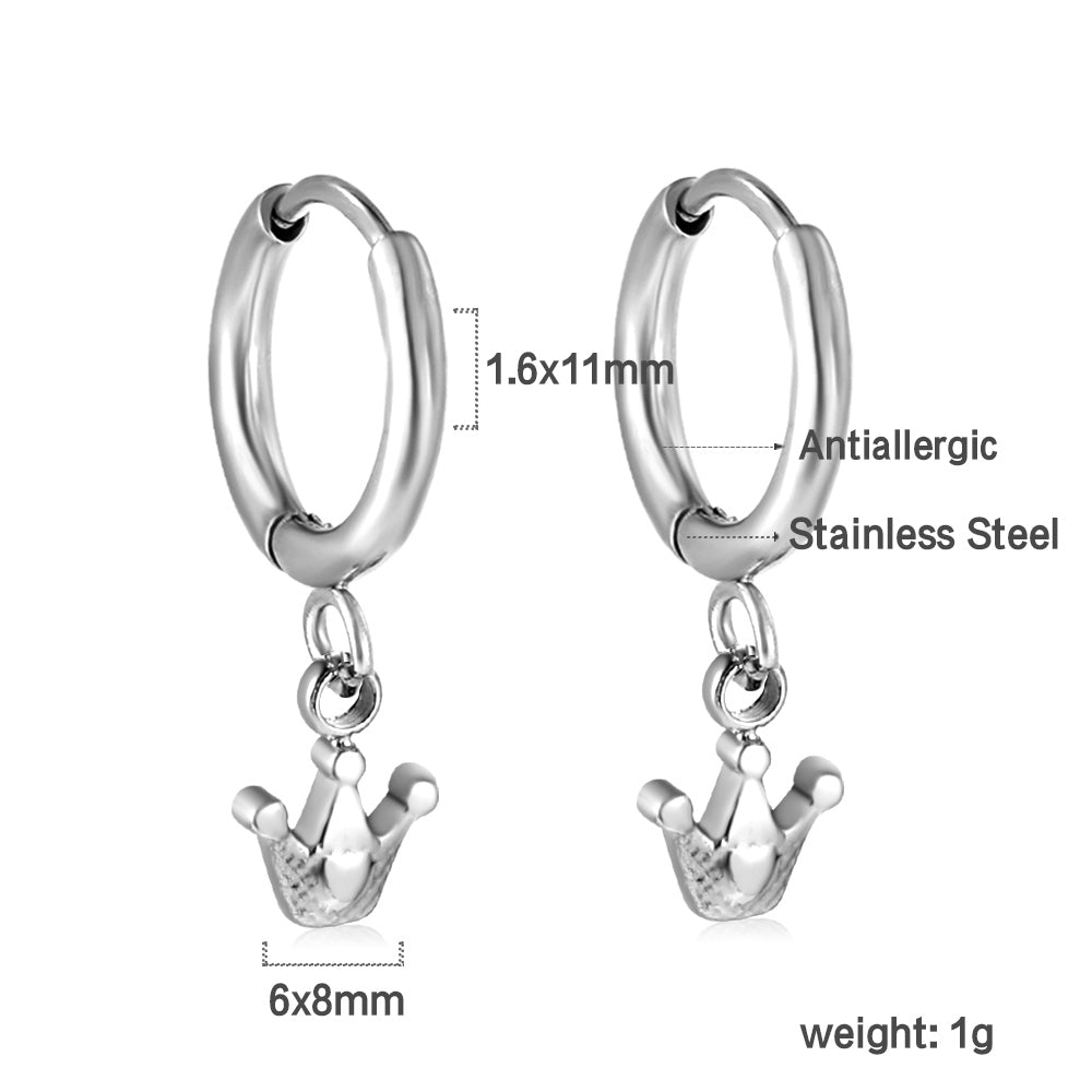 1.6x11mm circle with crown stud earrings asonjewelry