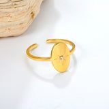 18K Gold Plated Stainless Steel Star Open Ring - Sparkling Diamond-Accented Minimalist Jewelry