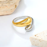 18K Gold Plated Stainless Steel S-Shaped Open Ring - Stylish Modern Statement Jewelry