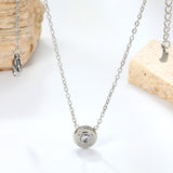 9.3mm round with white diamonds accessories 42+5cm end chain+4.6*7.4mm crescent tail plate necklace steel color