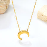14.1*13.3mm moon accessory 50+5cm end chain+4.6*7.4mm crescent moon tail plate necklace gold color