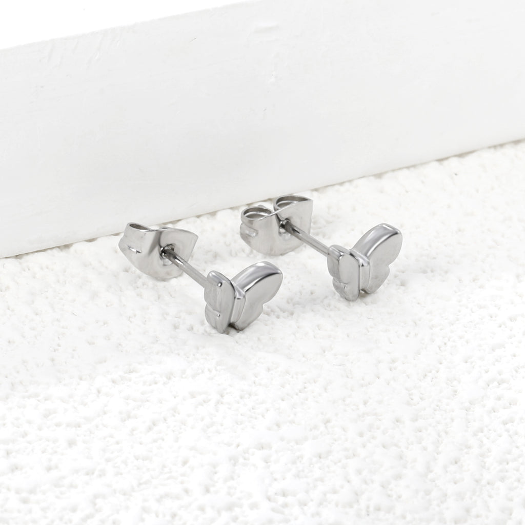 6.7*5.7mm Butterfly regular pin earrings steel color/golden color