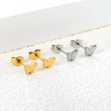 6.7*5.7mm Butterfly regular pin earrings steel color/golden color