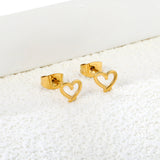 7*6mm Heart shaped pin earrings steel color/golden