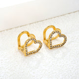 14.8*13.3mm hollow heart-shaped white zirconium hoop earrings gold color
