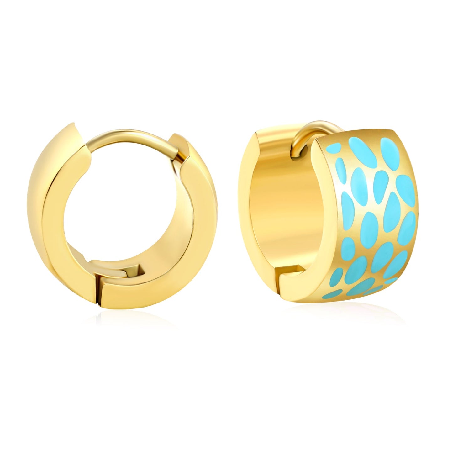 Thick 2.4*Width 7*Indoor Diameter 9mm Spherical Ear Buttons Leopard Print Black/Pink/Blue Oil Drip Gold Color asonjewelry