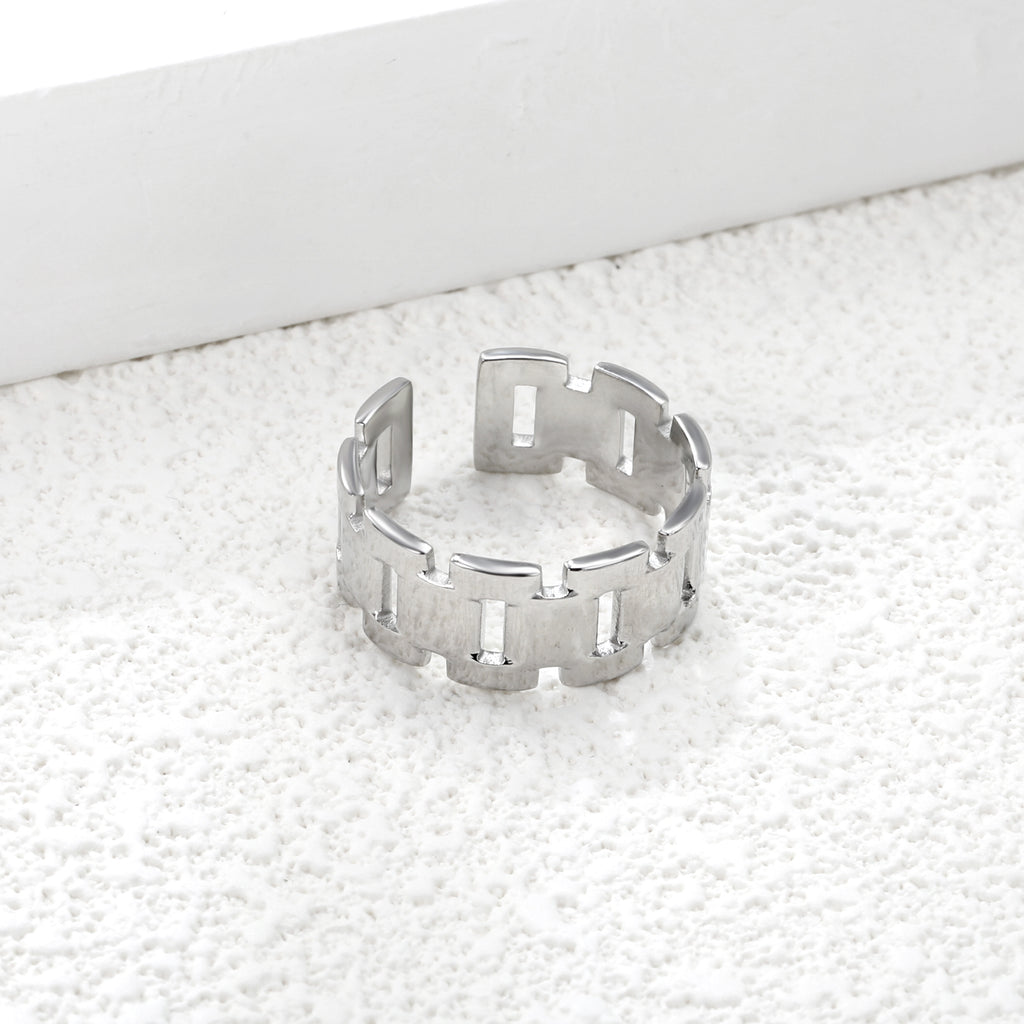 Stainless Steel Geometric Open Ring - Modern Minimalist Jewelry for Fashionable Accessory