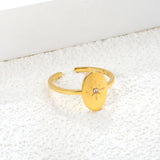 18K Gold Plated Stainless Steel Star Open Ring - Sparkling Diamond-Accented Minimalist Jewelry