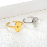 18K Gold Plated Stainless Steel Star Open Ring - Sparkling Diamond-Accented Minimalist Jewelry