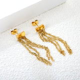 8.9*3.9mm rectangle + 4.5cm tassel earrings gold color