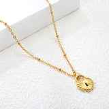 11.9*16.2mm Heart Lock Pendant 42+5cm Tail Chain+4.6*7.4mm Crescent Tail Plate Necklace Gold Color